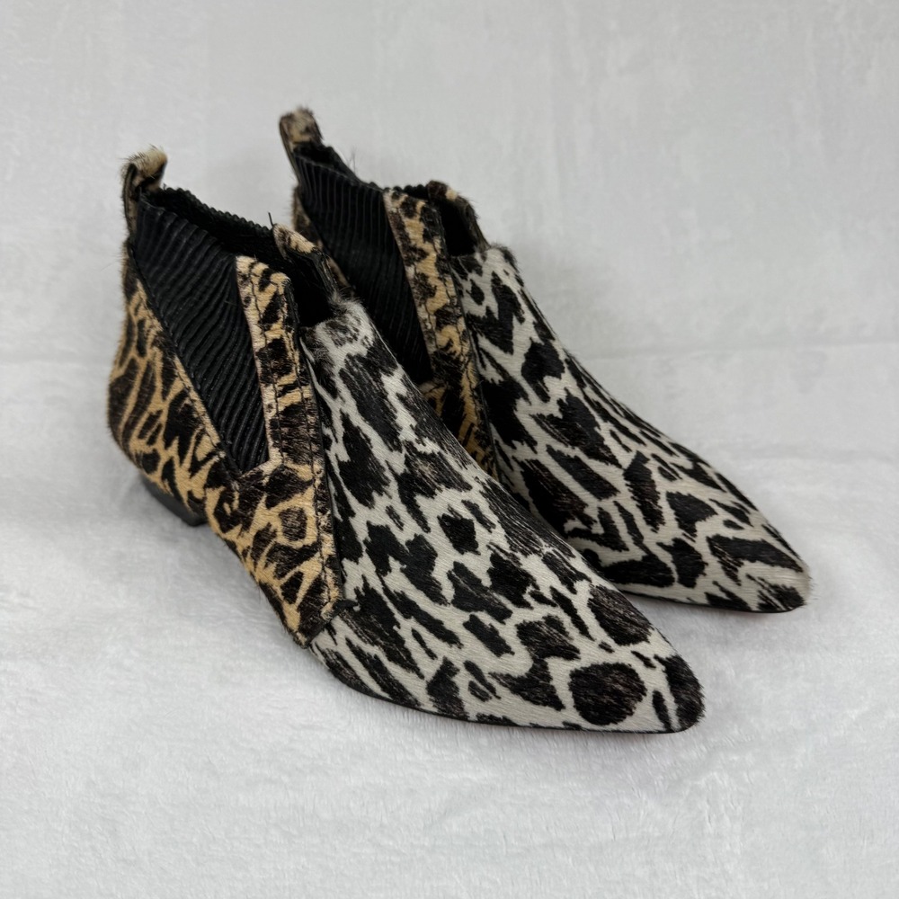 10 Crosby Derek Lam Alegra Too Leopard Print Calf Hair Ankle Boots Women Size‎ 7